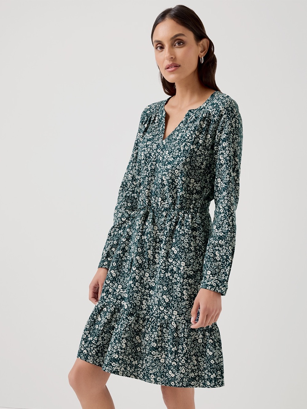 Pact Sz XL Cafe Crepe Blue Floral Cottagecore Tiered Dress